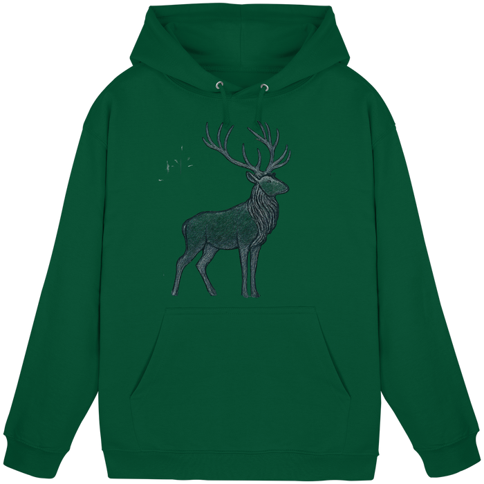 Arvenzo Mist Crown hoodie in bottle green, front view showing unisex design and basic hoodie style.