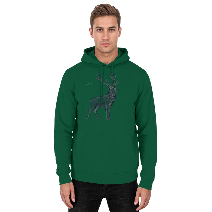 Bottle green Mist Crown hoodie by Arvenzo, unisex front view showing casual fit and soft fabric in a basic hoodie style.