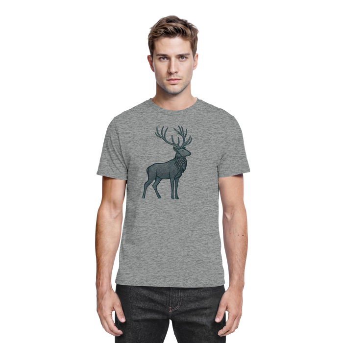 Front view of Arvenzo Mist Crown unisex shirt in sports grey meliert with a stylish graphic design.
