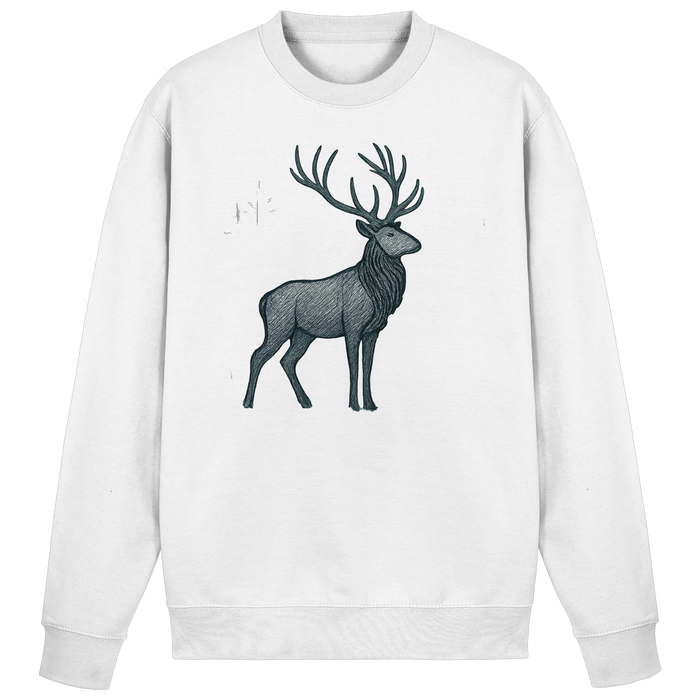 Arvenzo Mist Crown sweatshirt in arctic white, front view showing classic crew neck and minimalist design.