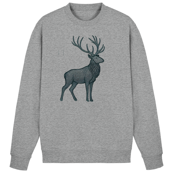 Arvenzo Mist Crown sweatshirt in heather grey, front view showing casual crewneck design and soft fabric texture.