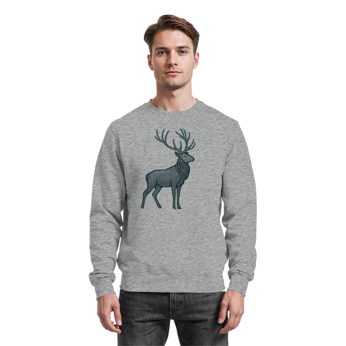Heather grey Arvenzo Mist Crown sweatshirt with a relaxed fit and crew neckline, shown from the front.