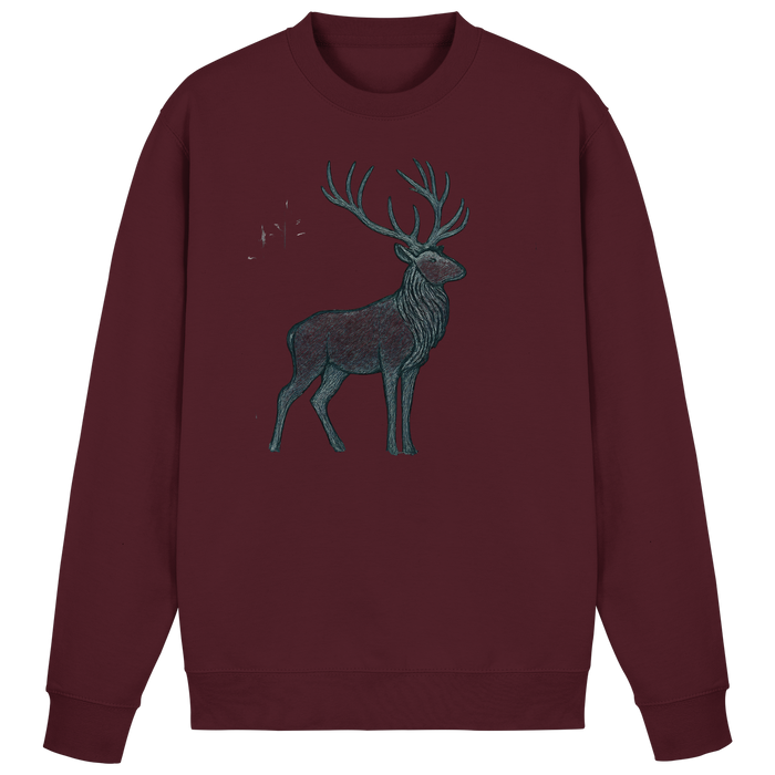 Arvenzo Mist Crown burgundy sweatshirt with a front design, casual fit, and ribbed cuffs, displayed on a plain background.