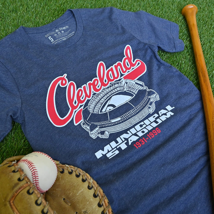 Municipal Stadium - Navy/Red - Mens/Unisex Crew T-Shirt