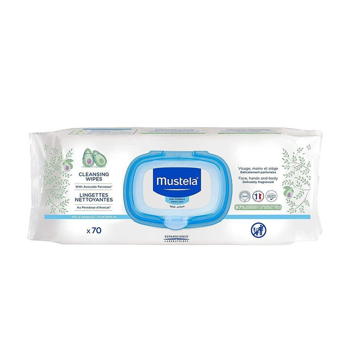 Mustela Baby Cleansing Wipes for Hands & Body, 70 wipes - Makkah Pharmacy