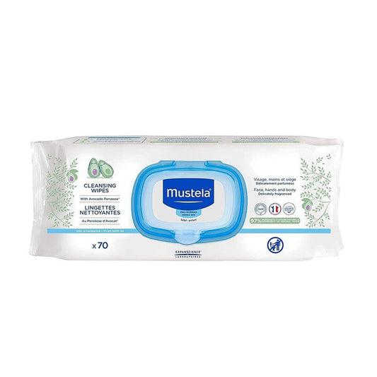Mustela Baby Cleansing Wipes for Hands & Body, 70 wipes - Makkah Pharmacy