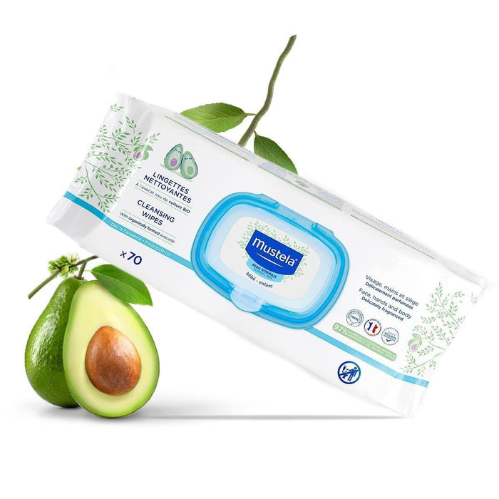Mustela Baby Cleansing Wipes for Hands & Body, 70 wipes - Makkah Pharmacy