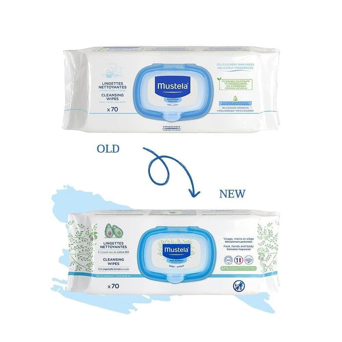 Mustela Baby Cleansing Wipes for Hands & Body, 70 wipes - Makkah Pharmacy