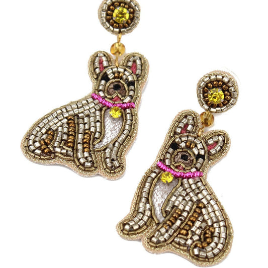 My Doris French Bulldog Beaded Earrings - Precious Sparkle