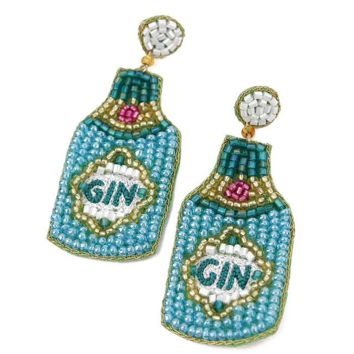 My Doris Gin Bottle Beaded Earrings - Precious Sparkle