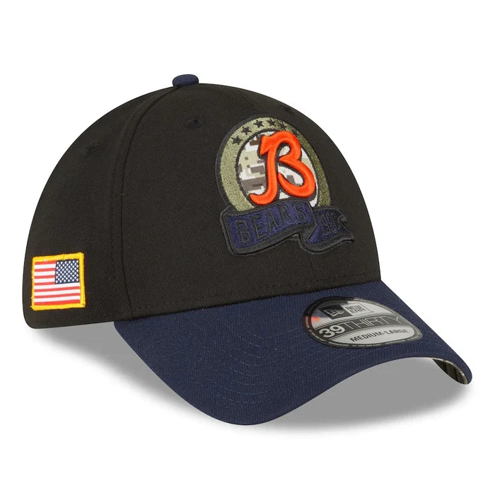 New Era Black/Navy Chicago Bears 2022 Salute To Service 39THIRTY Flex Ha