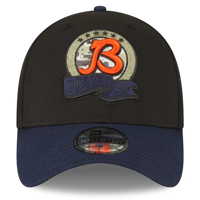 New Era Black/Navy Chicago Bears 2022 Salute To Service 39THIRTY Flex Ha