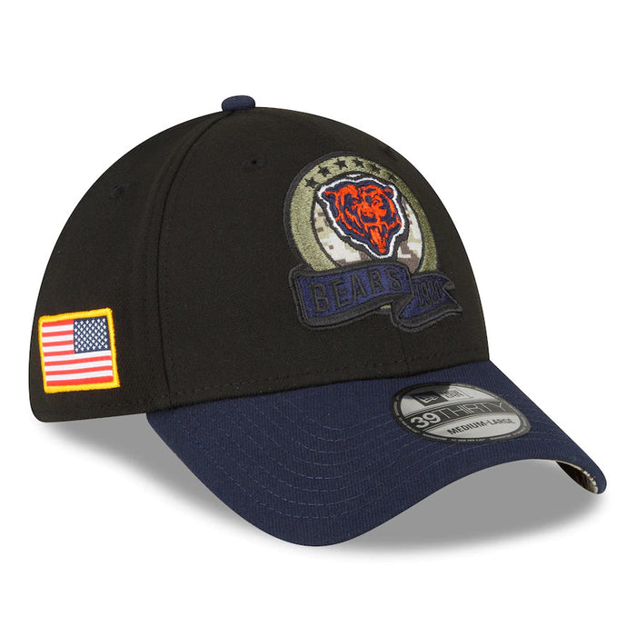 New Era Black/Navy Chicago Bears 2022 Salute To Service 39THIRTY Flex Hat