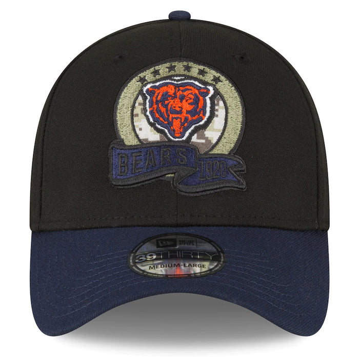 New Era Black/Navy Chicago Bears 2022 Salute To Service 39THIRTY Flex Hat-1