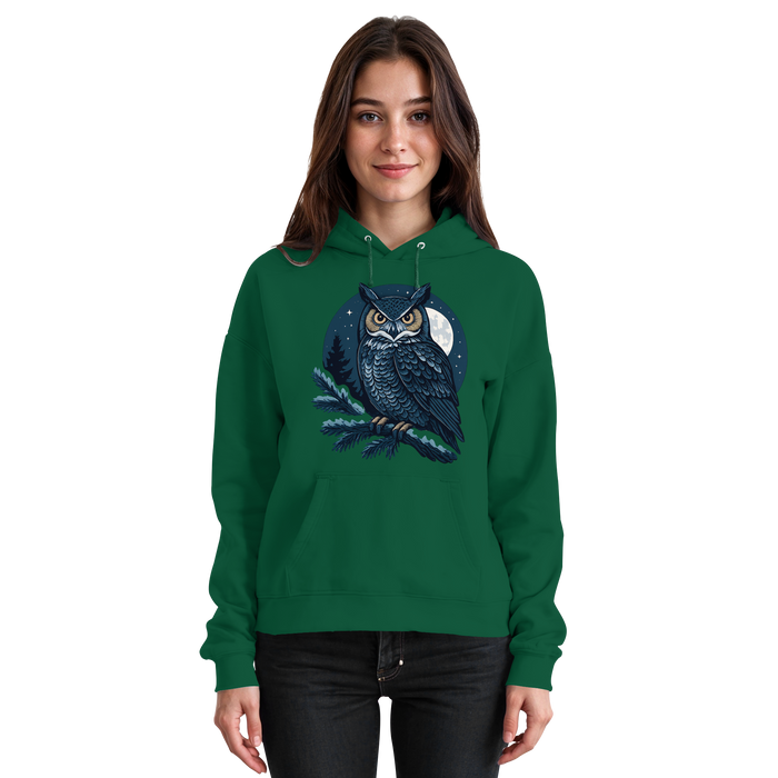 Arvenzo Night Watch hoodie in bottle green, front view of a unisex hoodie with a simple design and comfortable fit.