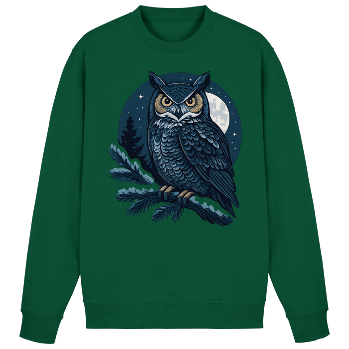 Arvenzo Night Watch sweatshirt in bottle green, front view showing classic crewneck design and soft fabric texture.