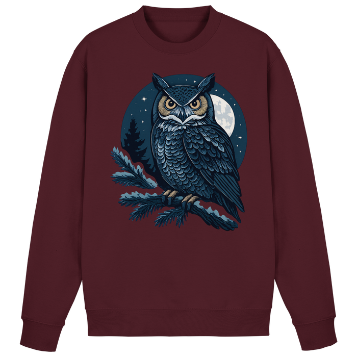 Arvenzo Night Watch sweatshirt in burgundy, front view showcasing a comfortable, casual sweatshirt with a round neckline.