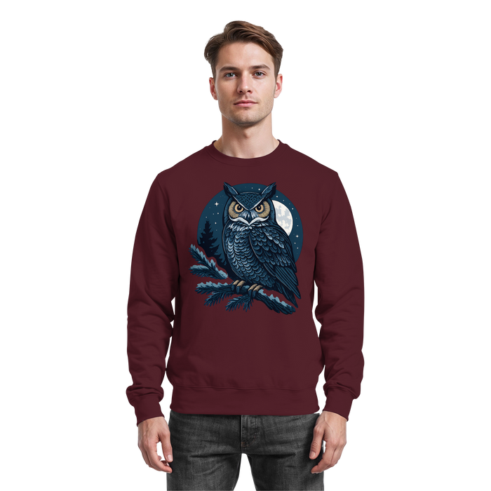 Arvenzo Night Watch burgundy sweatshirt with a front design, comfortable casual fit, and soft fabric for everyday wear.