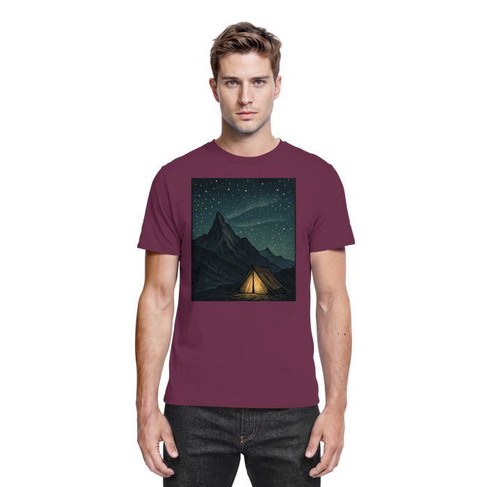 Front view of Arvenzo North Light unisex shirt in burgundy with a classic fit and smooth fabric texture.