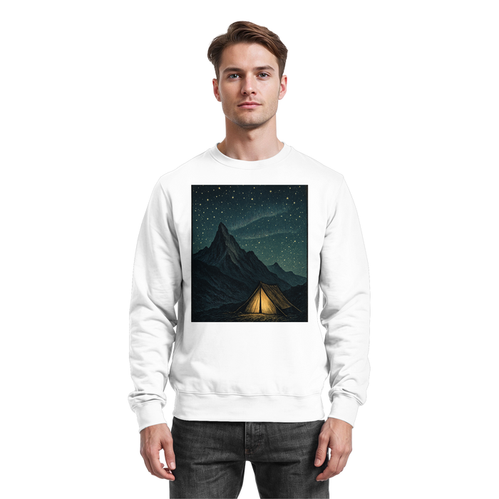 Arvenzo North Light Sweatshirt in Arctic White, front view showing classic crewneck design and soft fabric.