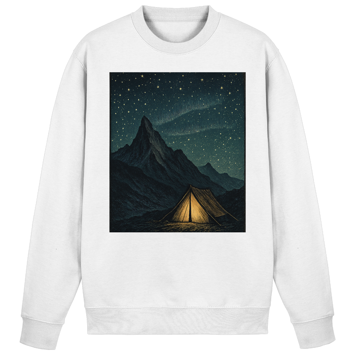 Arvenzo North Light sweatshirt in Arctic White, front view showing a classic crewneck design and soft cotton fabric.