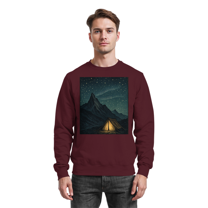 Arvenzo North Light Sweatshirt in burgundy, front view showing a classic crewneck design and soft fabric texture.