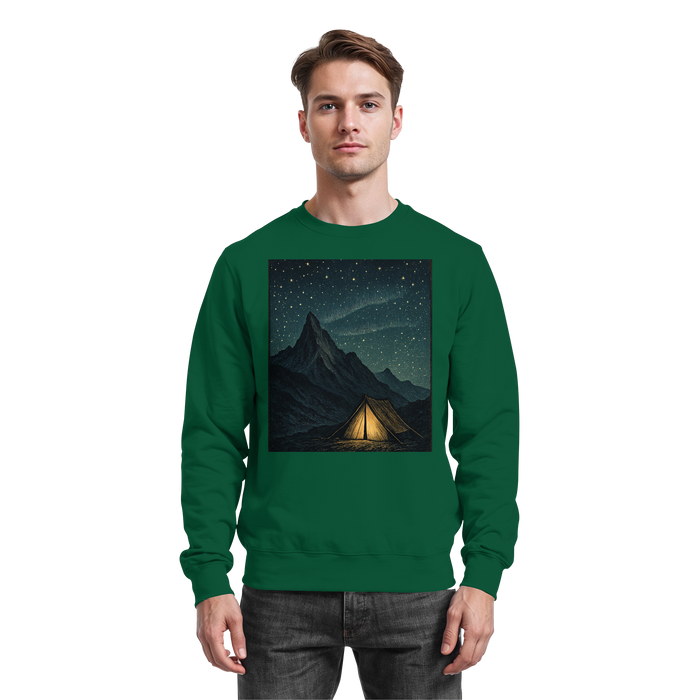 Arvenzo North Light Sweatshirt in bottle green, front view showing a classic crewneck design and soft fabric texture.