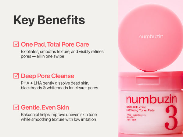 Numbuzin Bifida Bakuchiol Exfoliating Toner Pads 70