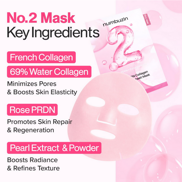 Numbuzin No.2 Rose PDRN Collagen Water Plumping Mask 5