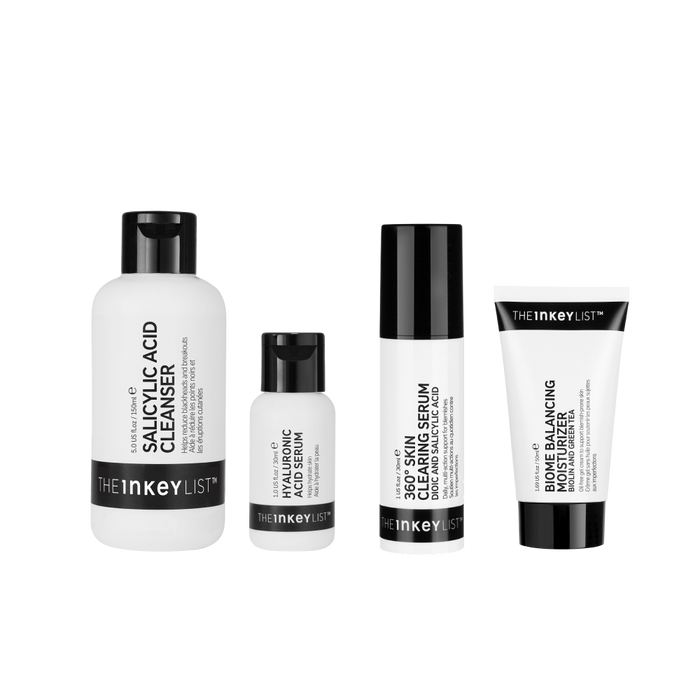 Set of skincare products from The Inkey List on a white background