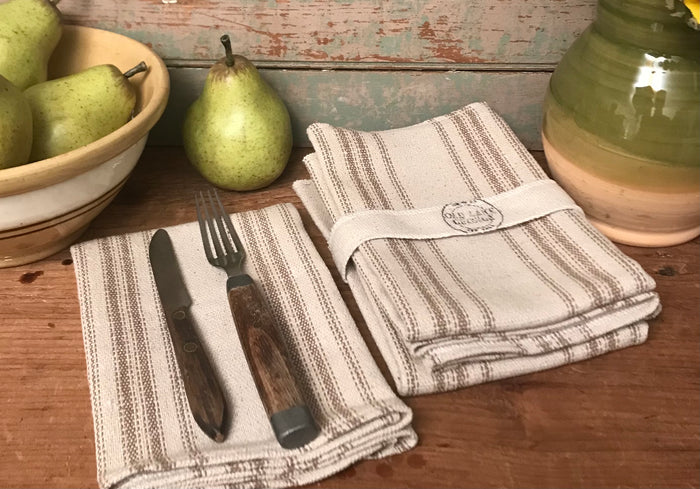OLG-09 Tan Striped Napkins - Set of 4