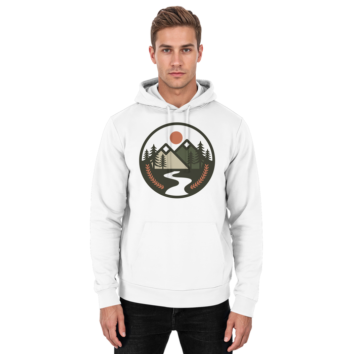 Front view of Arvenzo Open Ground unisex hoodie in Arctic White, showcasing a simple, comfortable design.