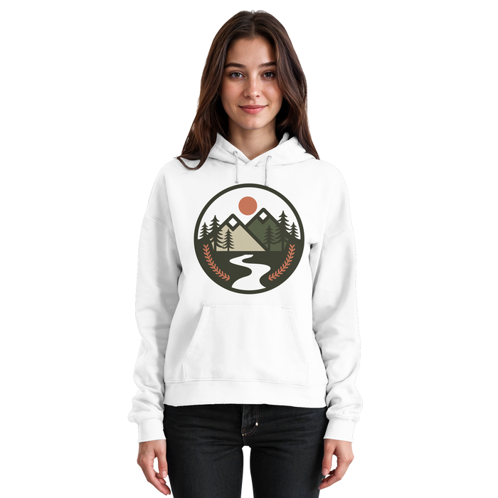Unisex Arctic White open ground hoodie by Arvenzo showing front view with a relaxed fit and casual style.