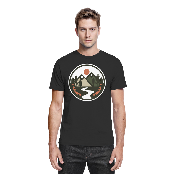 Front view of Arvenzo unisex Open Ground black shirt, showcasing its premium fabric and stylish design.