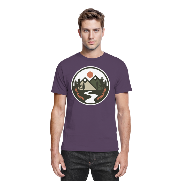 Unisex purple open ground shirt by Arvenzo, front view showcasing a stylish urban design and premium fabric.