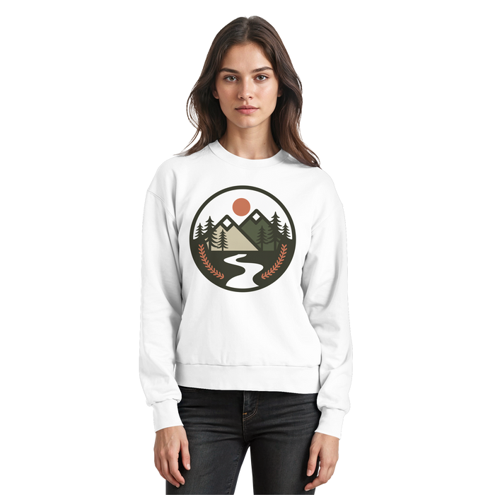Arvenzo Open Ground sweatshirt in Arctic White, front view showing a casual, basic sweatshirt with a clean design.