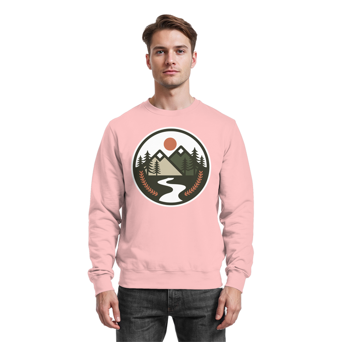 Baby pink Arvenzo Open Ground sweatshirt with a simple front design, soft fabric, and comfortable fit.