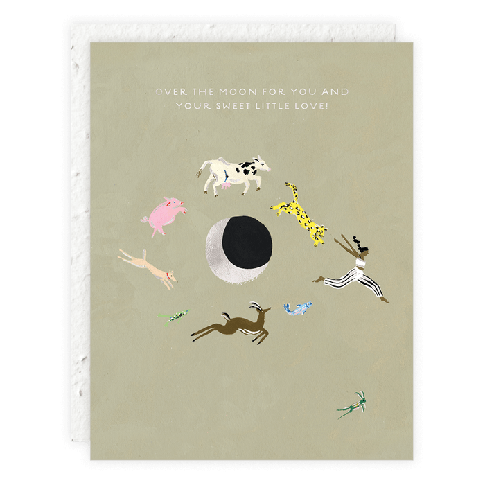 Over The Moon Baby Card