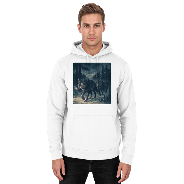 Arvenzo Pack North Hoodie in Arctic White, front view, unisex casual hoodie with a simple design and comfortable fit.