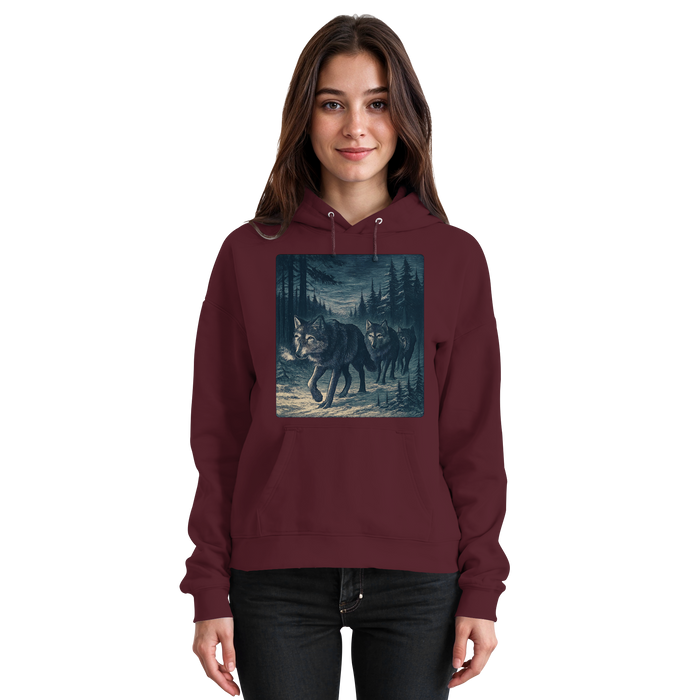 Unisex burgundy Arvenzo Pack North hoodie with front design, casual fit, and cozy fabric, shown from the front.