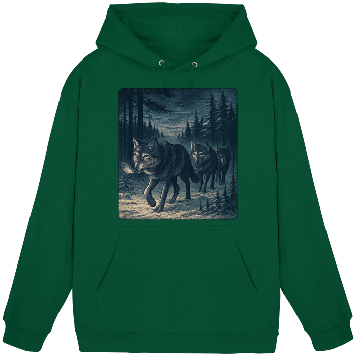 Front view of Arvenzo Pack North hoodie in bottle green, unisex design with a simple, classic fit.