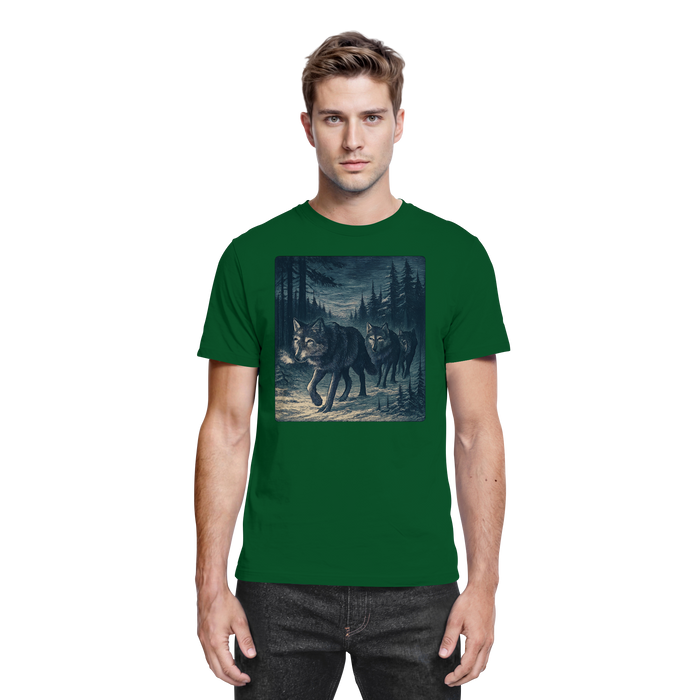 Arvenzo unisex Pack North shirt in premium bottle green, front view showing classic crew neck and comfortable fit.