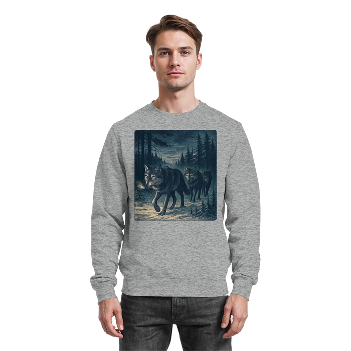 Arvenzo Pack North sweatshirt in heather grey, front view showing a classic crewneck design and comfortable fit.