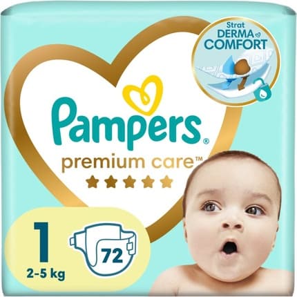 Pampers Premium Care Size 1 Disposable Diapers 72 Pcs For 25 Kg