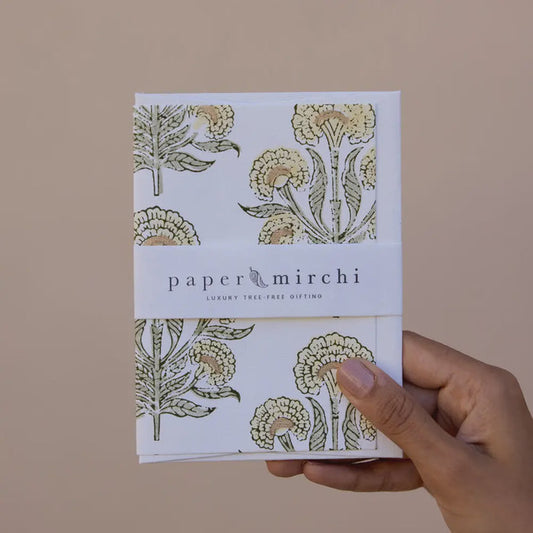 Paper Mirchi Block Printed Card Aurora Buttercream - Precious Sparkle