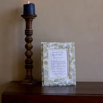 Paper Mirchi Block Printed Picture Frame 5X7- Wild Rose Buttercream - Precious Sparkle