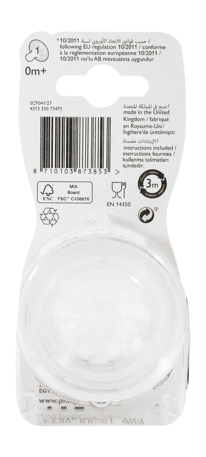Philips Avent Natural Ultra Soft & Flexible Newborn Flow Teats (0+ Months), 2 Pieces - Makkah Pharmacy