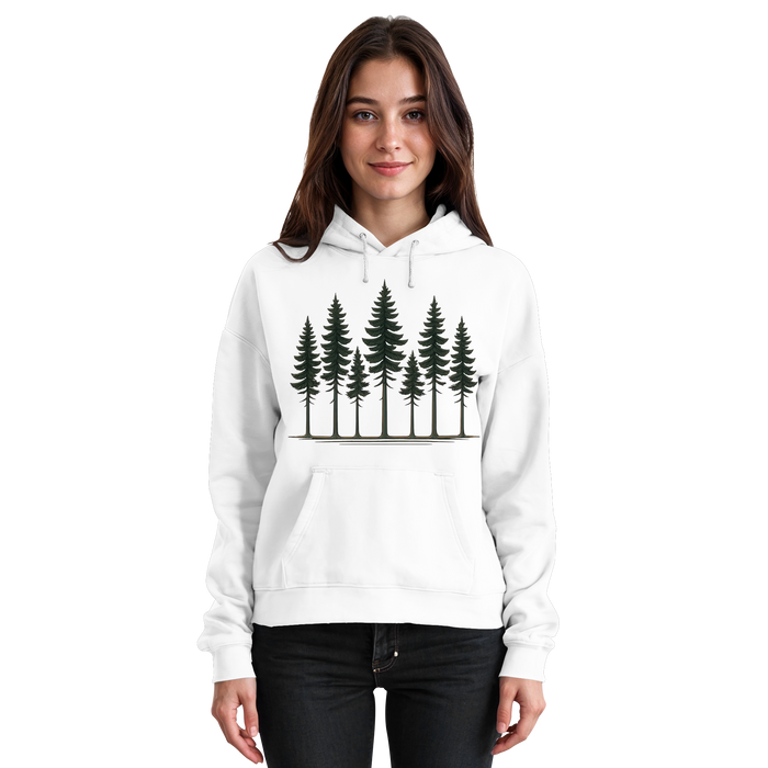 Arvenzo Pine Dusk Hoodie in Arctic White, front view showing a unisex casual hoodie with a simple design and comfortable fit.