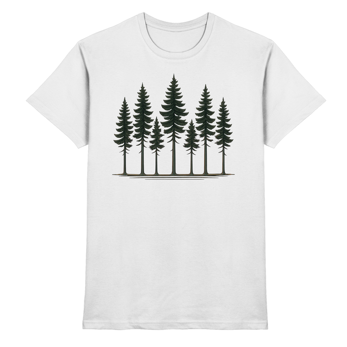 White Arvenzo Pine Dusk unisex shirt with a front design, showcasing a casual and stylish cotton fabric.