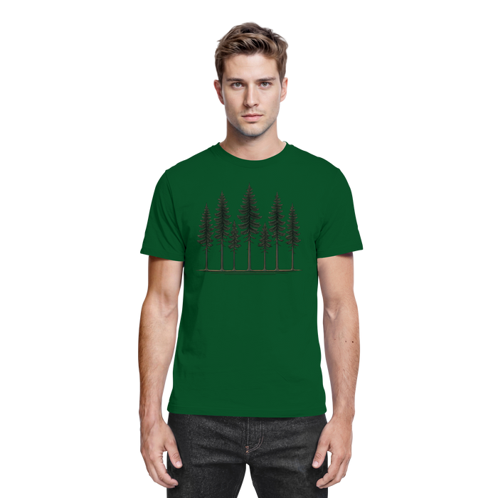 Front view of Arvenzo Pine Dusk unisex shirt in bottle green, showcasing a premium casual shirt with a classic fit.